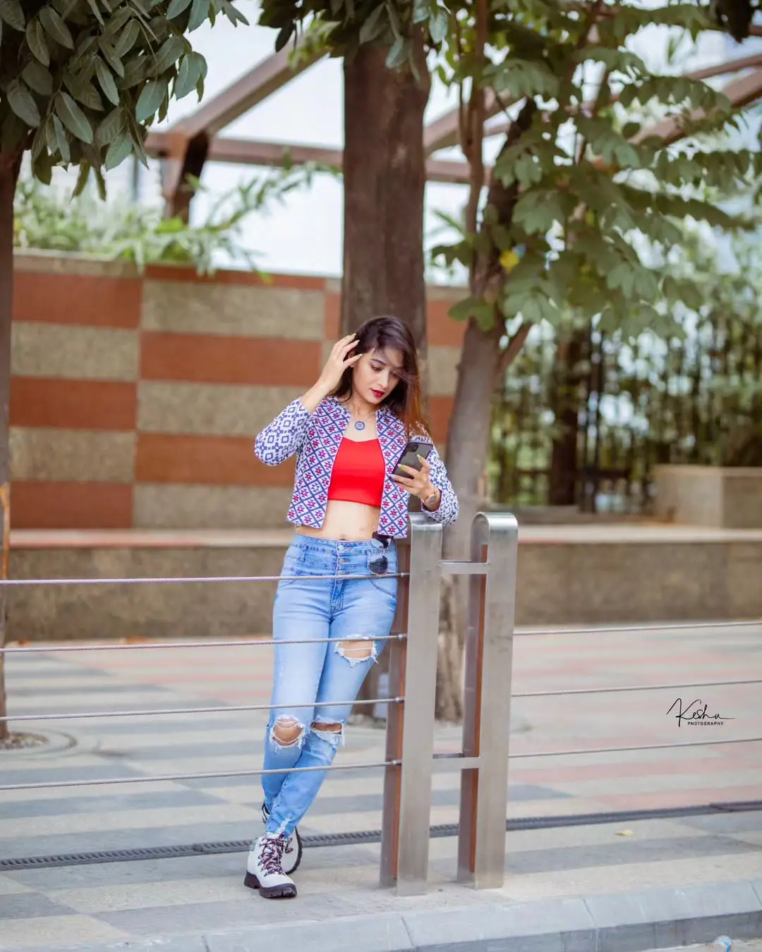 ETV Actress Bhanu Sri in Orange Top Blue Jeans